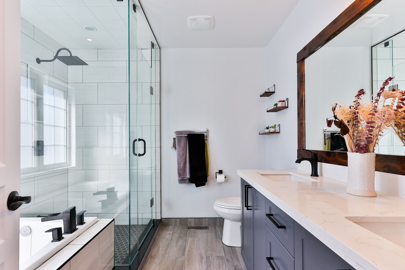 Modern spotless bathroom after professional deep cleaning